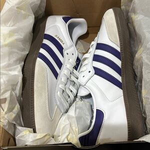 Adidas Samba White and Purple Sneakers Unisex